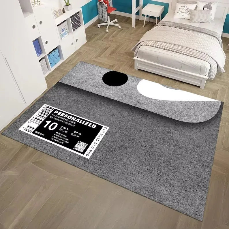 tapis moderne antidérapant mousse polyester résistant noir blanc gris