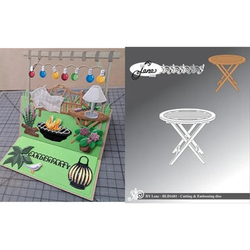 découpe papier scrapbooking fleurs bancs table chaises lanterne arbres pommes oiseaux arches végétales motifs