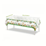 nappe rectangulaire animaux jungle décoration anniversaire éléphant girafe zèbre lion feuilles tropicales modernereuse maison