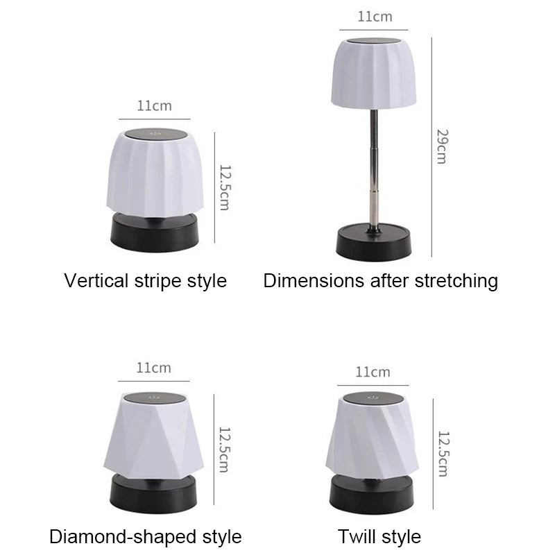lampe table rechargeable led hauteur réglable sans fil moderne blanc noir minimalisteTouchable
