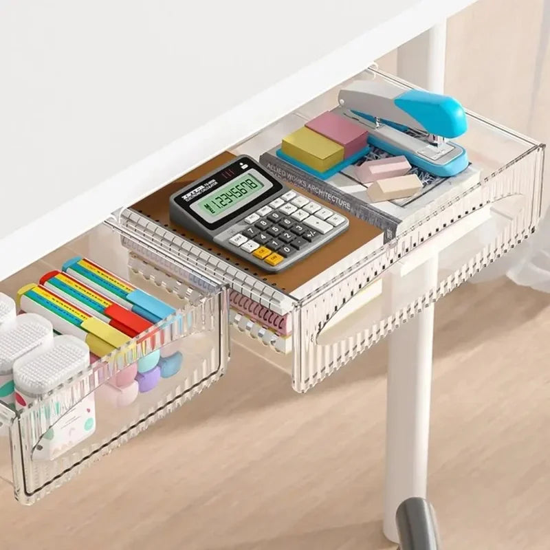 tiroirs rangement transparent clips calculatrice stylo bloc notes large capacité moderne