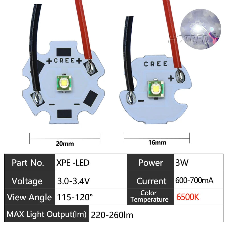 LED 3W XPE 3535 Blanc Froid Chaud Bleu Câbles Modernes Technologiques