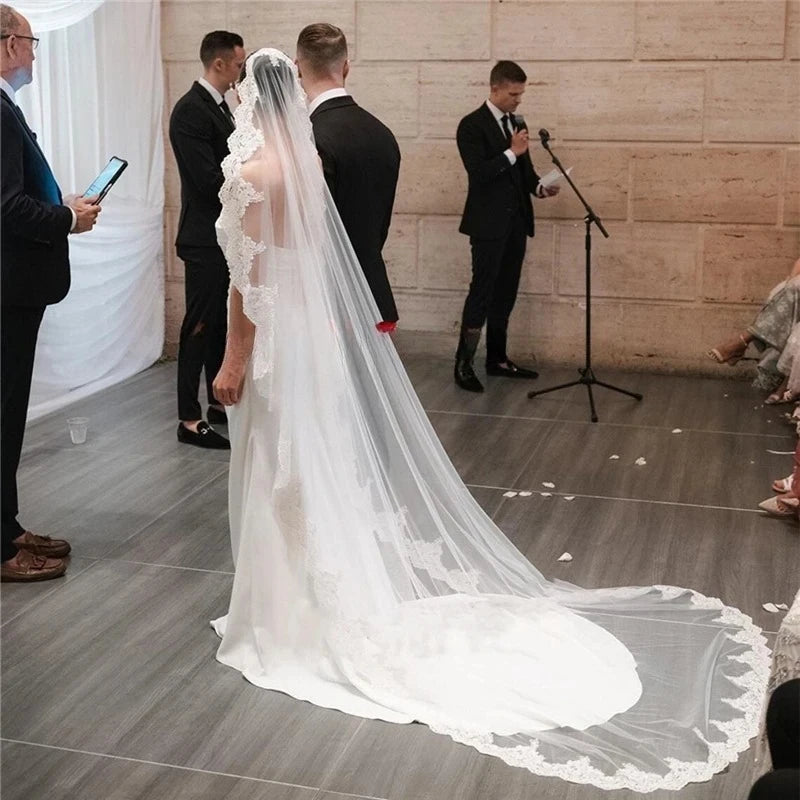 voile mariée dentelle transparente polyester bordure dentelle élégante robe blanche fixations blanc écru