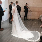 voile mariée dentelle transparente polyester bordure dentelle élégante robe blanche fixations blanc écru
