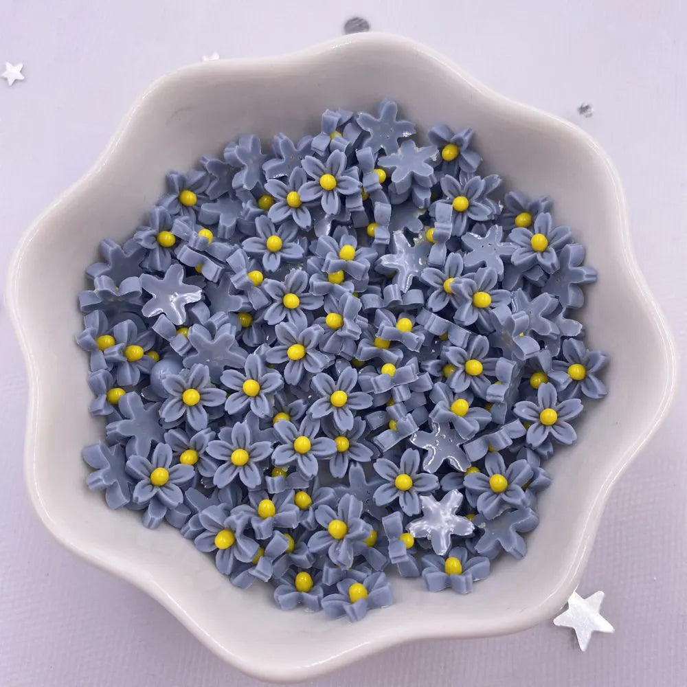 miniatures fleurs multicolores simples centrer jaune decoratives artisanat mariage scrapbooking