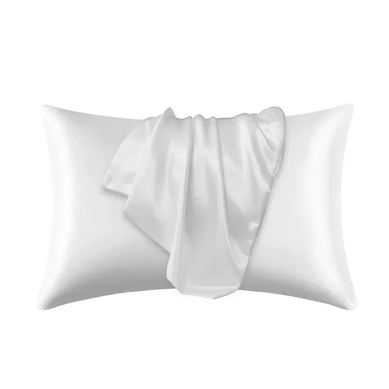housse taies oreillers lit polyester coton élégante satinée gris rose blanc doré marine non