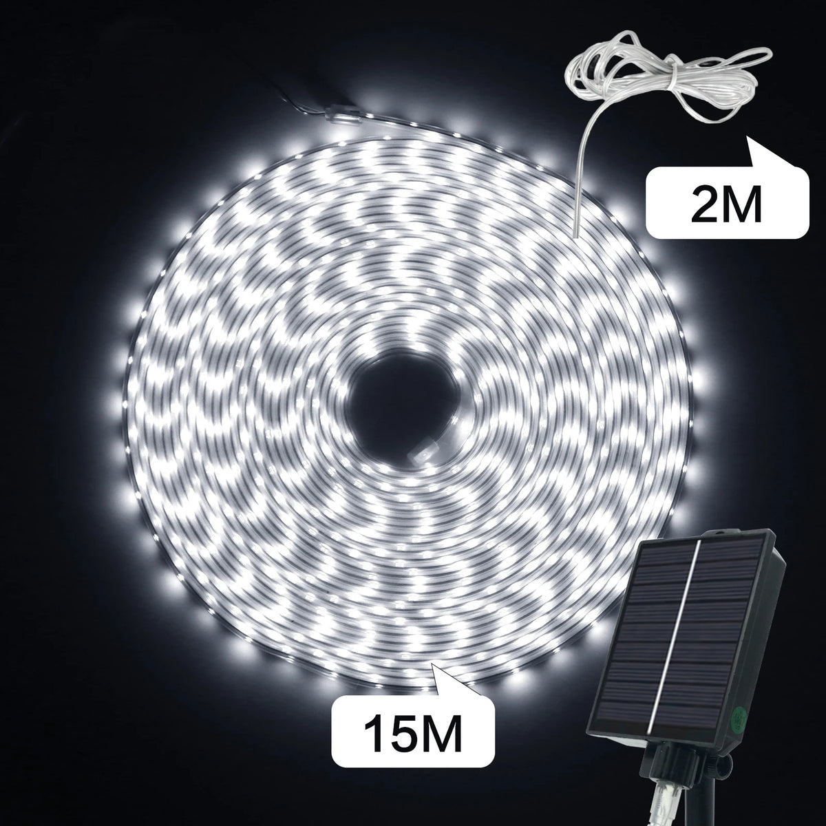 ruban led solaire blanc moderne 30m 20m 15m 10m modes télécommande clips certifié ip68