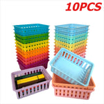 lot 10 petits paniers rangement plastique maille maison