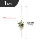 support plante suspendue macramé blanc fait main décoration jardin intérieur boho corde coton