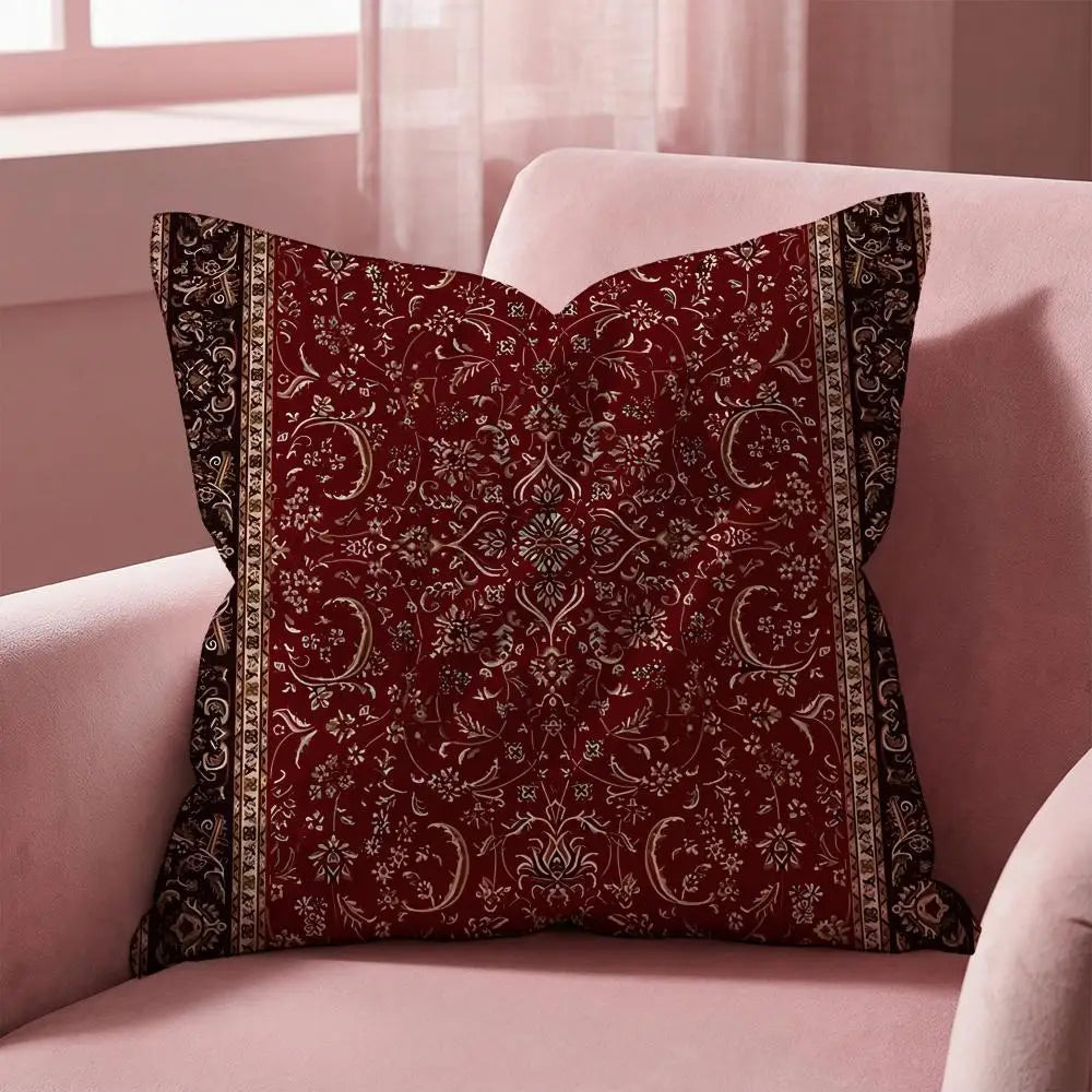 housse coussin bohème imprimé motif floral géométrique rouge bleu beige noir opacité traditionnel maison