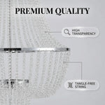 chandelier cristal transparent argenté élégant luxueux baroque suspension diametre 60cm hauteur 120cm