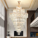lustre cristal moderne salon doré transparent élégant haute led semi encastrée