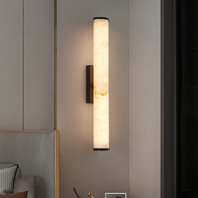 lampe murale moderne marbre artificiel beige noir fixée mur flux lumineux led 249 2000