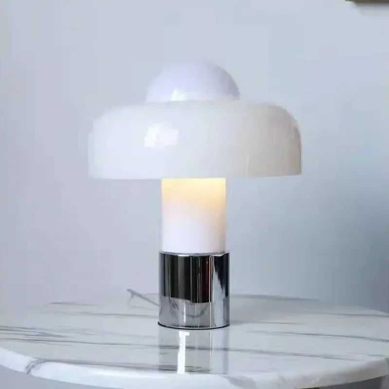 lampe table moderne orange ampoule led e14 cable électrique blanc argent mat
