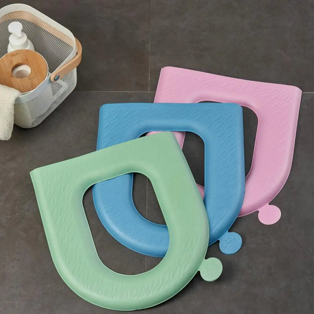 coussin toilette confortable vert bleu rose clips plastique souple pratique washable