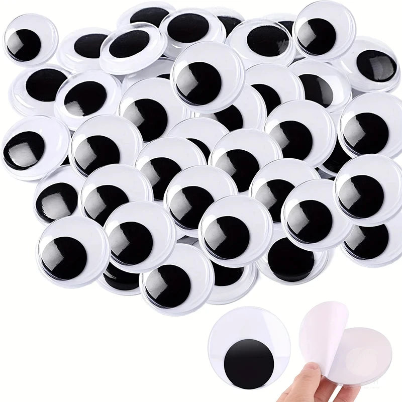 yeux artificiels blancs noirs adhésifs pvc ronds brillants classiques grandes petites