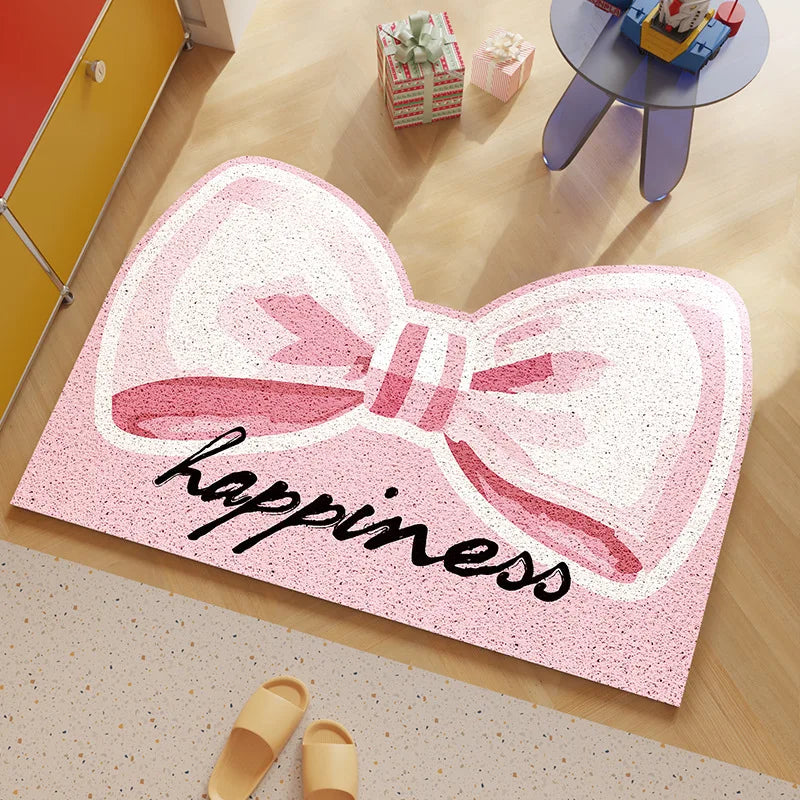 tapis sol d'entrée décoratif fleurs blanches motif welcome moderne intérieur extérieur maison