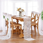 nappe dentelle florale motif blanc transparent mariage romantique décoration table assiettes verres bougies