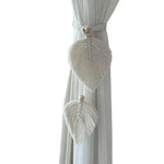 rideau boho feuilles coeur tissage main blanches couleurs variées transparent artisanal