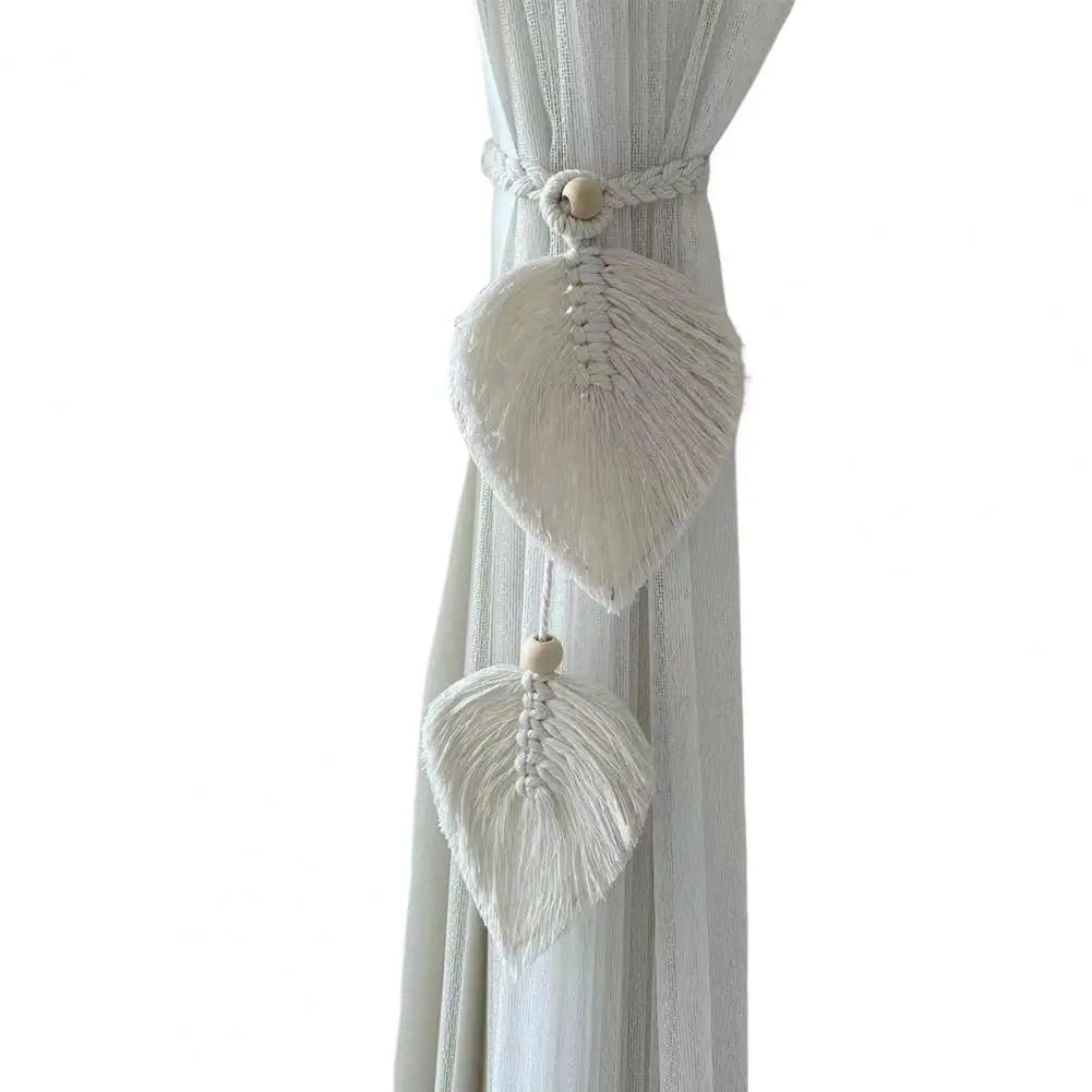 rideau boho feuilles coeur tissage main blanches couleurs variées transparent artisanal