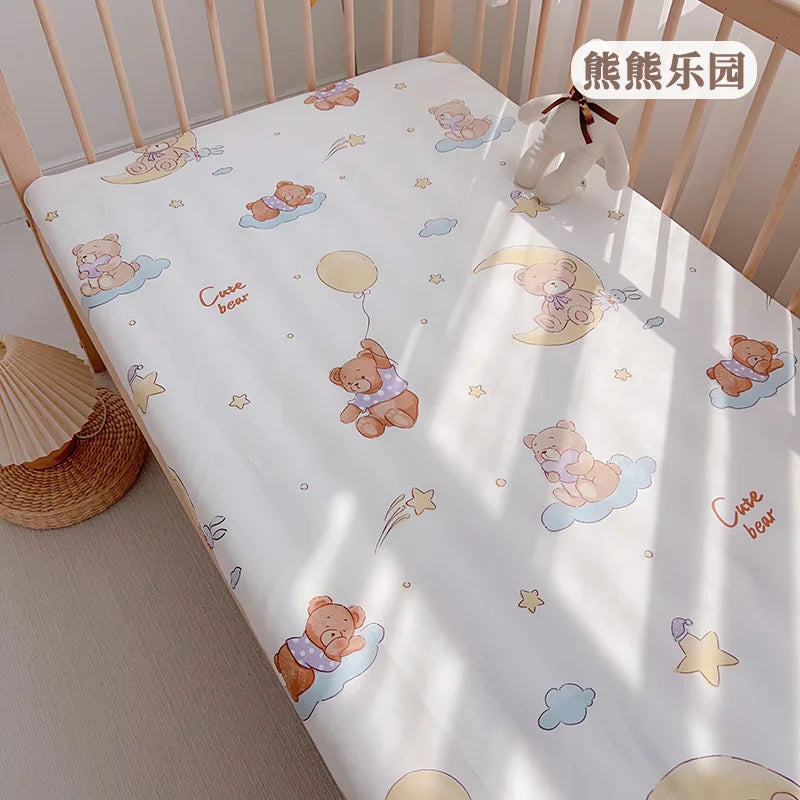 drap bébé couverture panda points sapins élastique simple beige uni coton respirant lit enfant