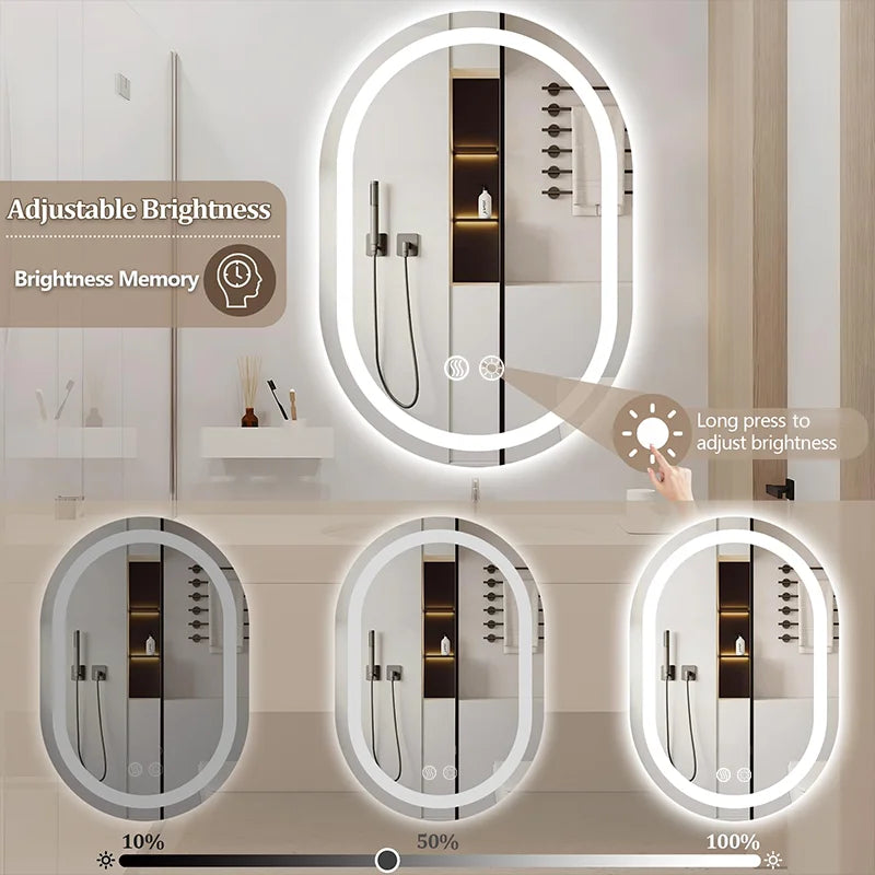 miroir led ovale moderne anti buée éclairé murale contemporain