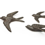 décoration murale oiseau métal marron texture plumes réaliste suspendu jardin cour éolien
