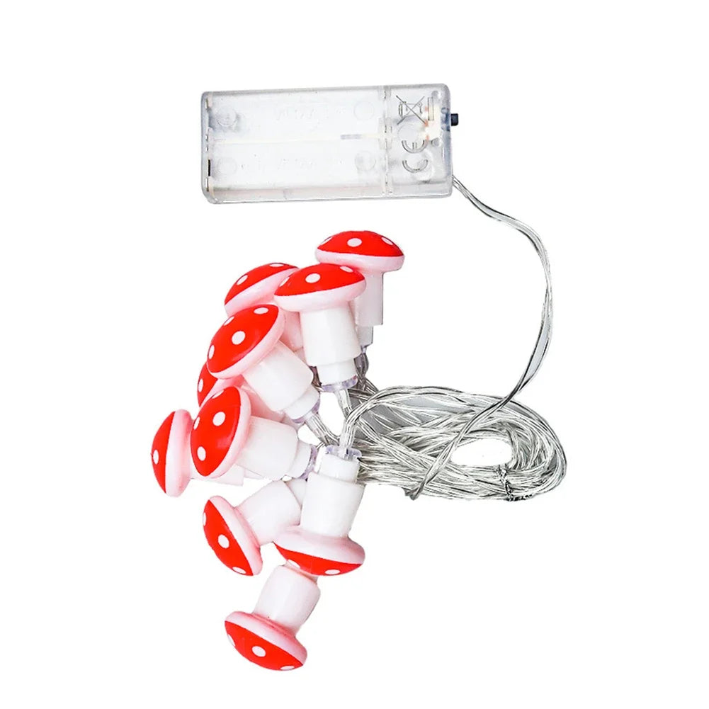 guirlande lumineuse champignon noel blanc rouge moderne exterieur interieur adhésif led batteries