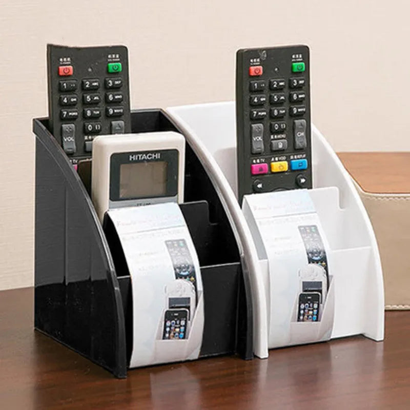 support télécommandes moderne noir blanc marron boîtes rangement salon