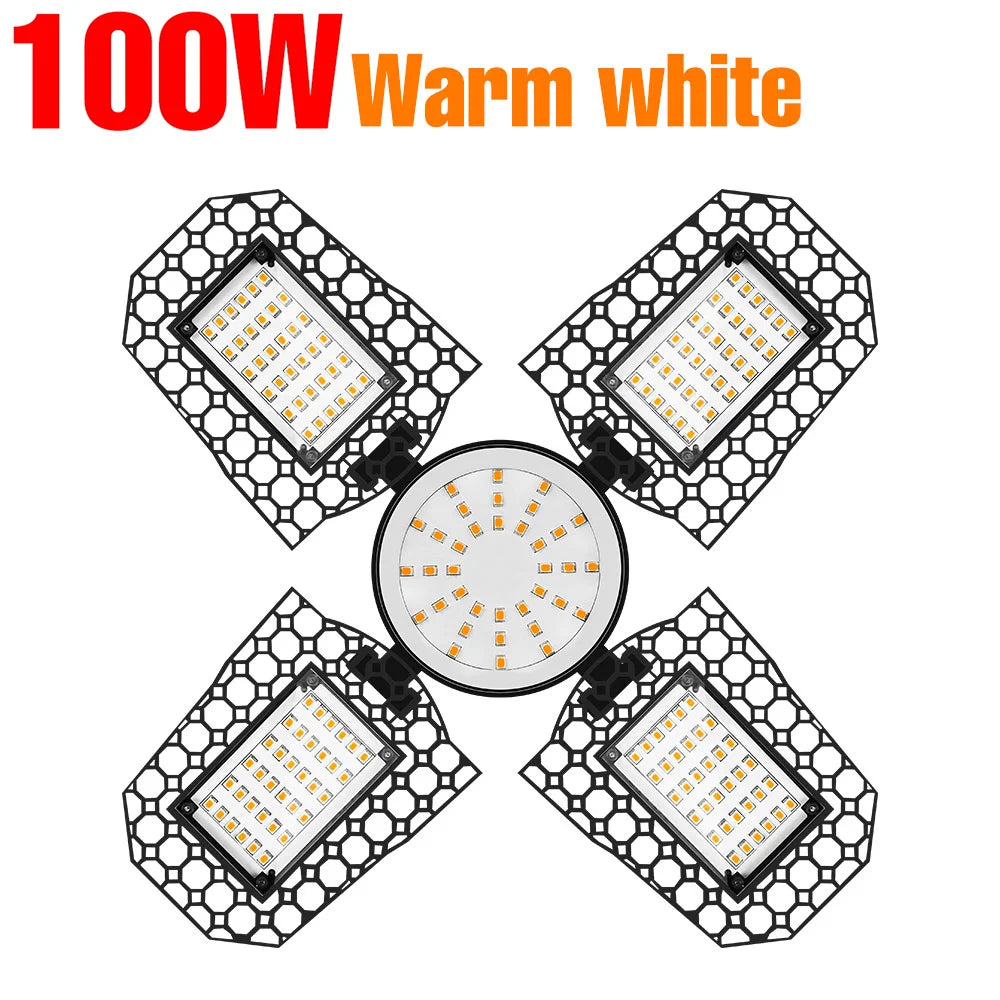 lampe led garage e27 noir hexagonal smd 40w 60w 80w 100w 150w 200w