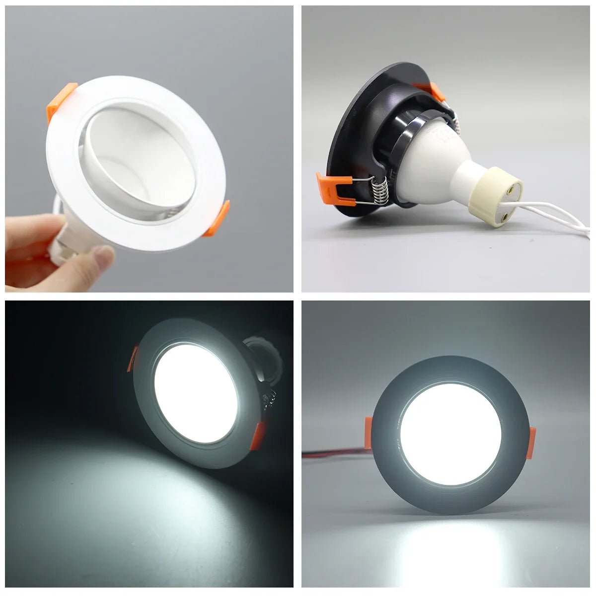 projecteur led base gu10 gu5.3 shell blanc noir moderne arrière fixations spots