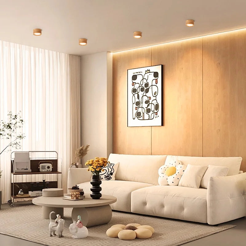 lampe bois naturel led downlight facile éclairage moderne chambre salon