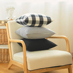 housse coussin noir blanc carreaux rayures moderne 30x50cm 45x45cm fixe décoration intérieur
