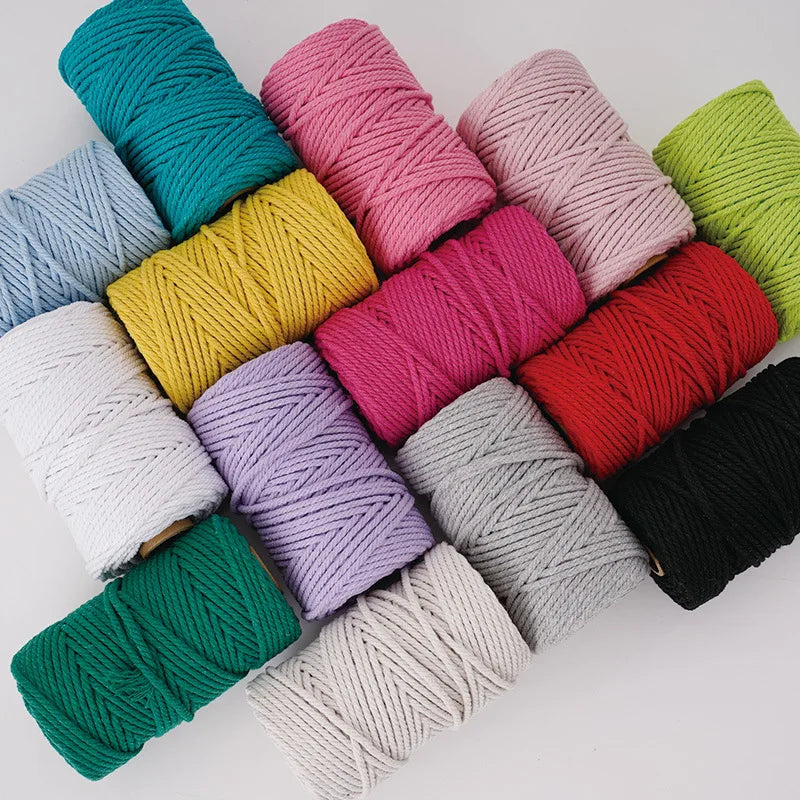 fil macramé coton texturé blanc noir gris bleu rose rouge vert jaune violet artisanal