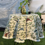 nappe table ronde traditionnelle oiseaux floral hiver printemps été fête mèresversible machine maison mariage