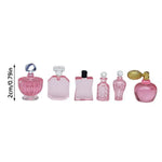 flacons parfum transparents classiques bleu rose capsules dorées