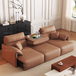 canapé d'angle marron clair moderne coussins table basse dimension 290cm