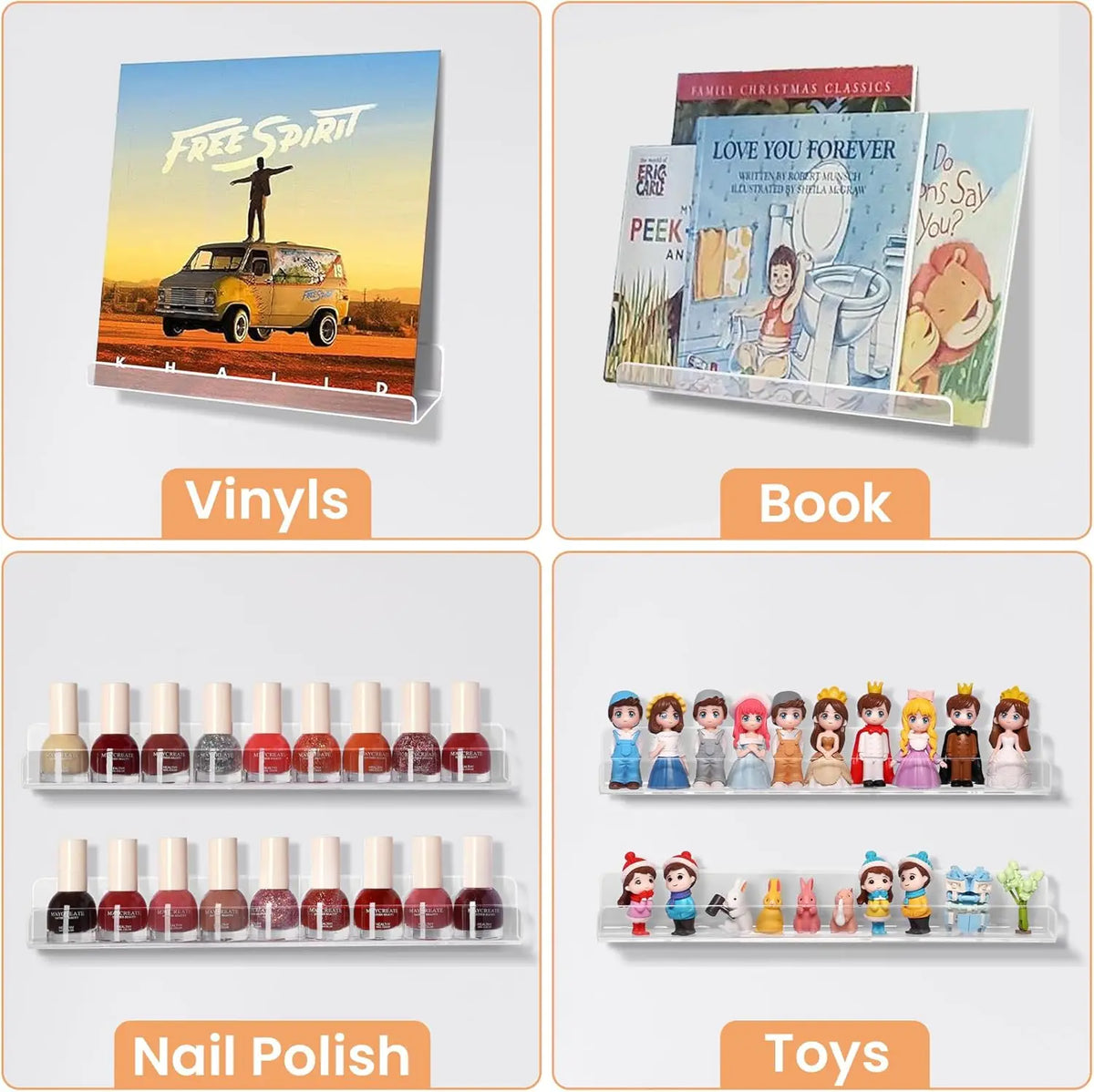 porte vinyles transparent moderne support mural pièces transparents