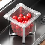 organiseur cuisine support sac poubelle acier inoxydable moderne minimaliste évier restes alimentaires transparent