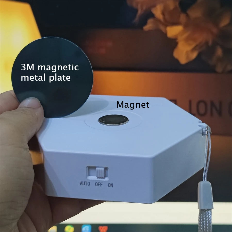 veilleuse led rouge motion sensor lampe hexagonale moderne aimantée câble usb lanière sac protection