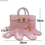 vase resine moderne sac birkin rose vif blanc doré élégant brillant 28cm