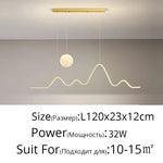 suspension moderne minimaliste luminaire vague lune forme ondulée blanc noir doré led chambre restaurant