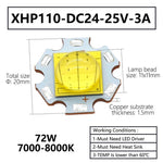 led xhp70 xhp90 xhp110 18w 24w 45w 72w cool white 7000k 8000k 50000h luminosité