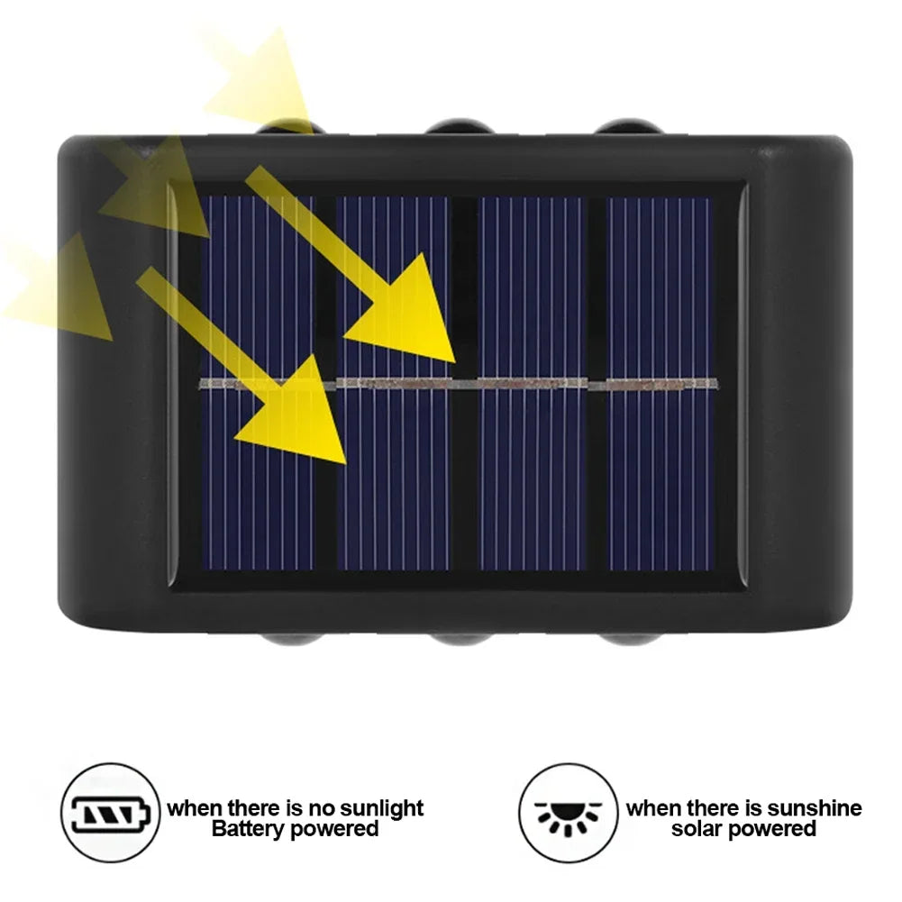 lampe solaire murale moderne ip65 led rechargeable extérieure panneau solaire texturé noir minimaliste