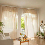rideau polyester semi transparent moderne rayures fines beige clair salon chambre W150xH250cm