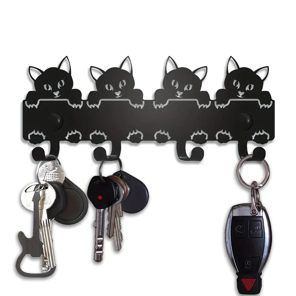 porte clefs mural noir silhouette chien pattes moderne decoration maison objet decoratif