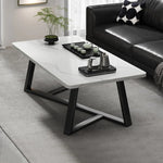 table basse moderne marbre blanc rectangle pieds métal assemblage facile salon 60cm 120cm