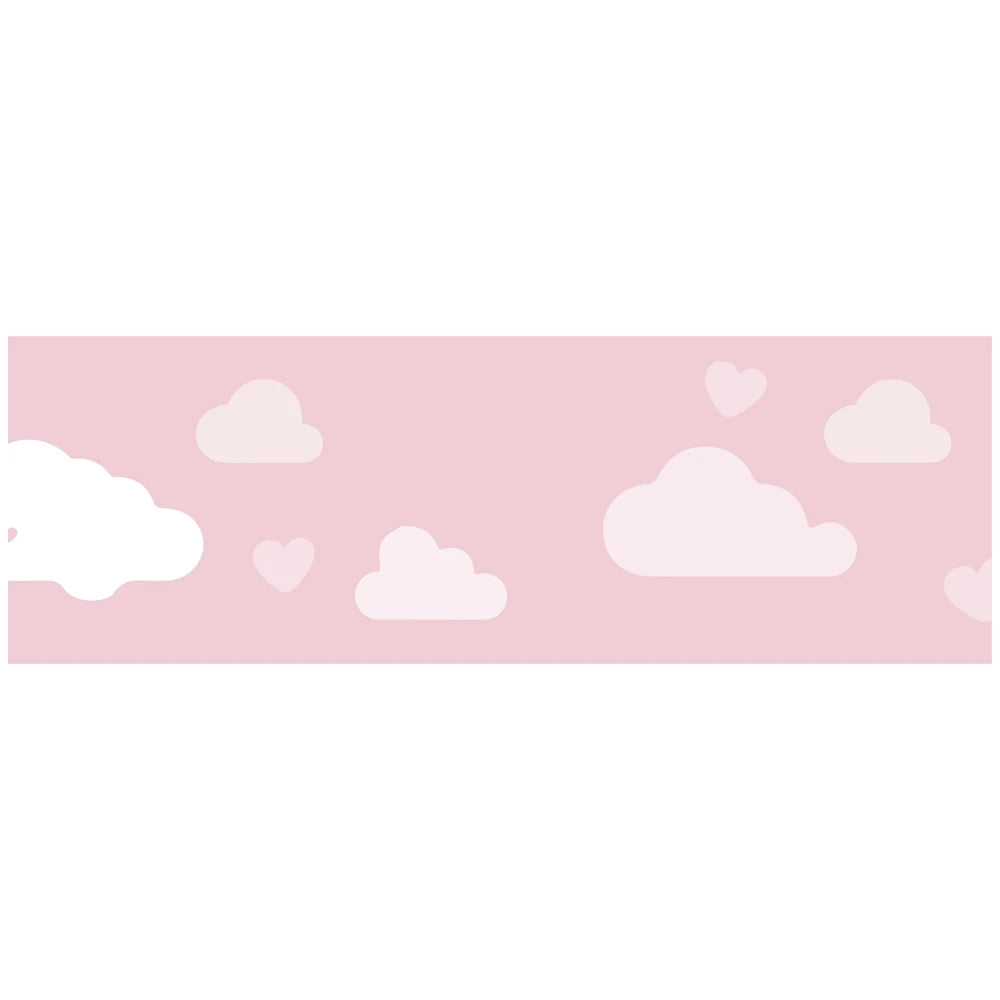 ruban decoratif adhesif nuages coeurs rose clair mur chambre enfants decoration intérieure