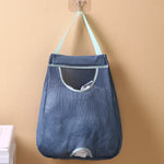 sac serviettes bleu marine gris clair maille fine moderne pratique poche amovible poignées tissu