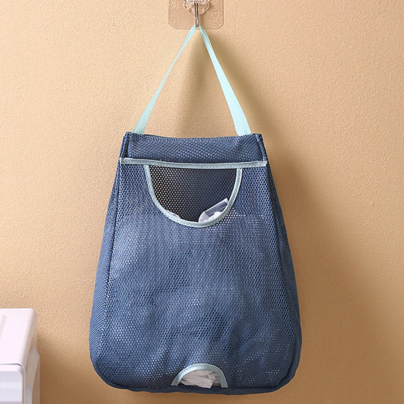 sac serviettes bleu marine gris clair maille fine moderne pratique poche amovible poignées tissu